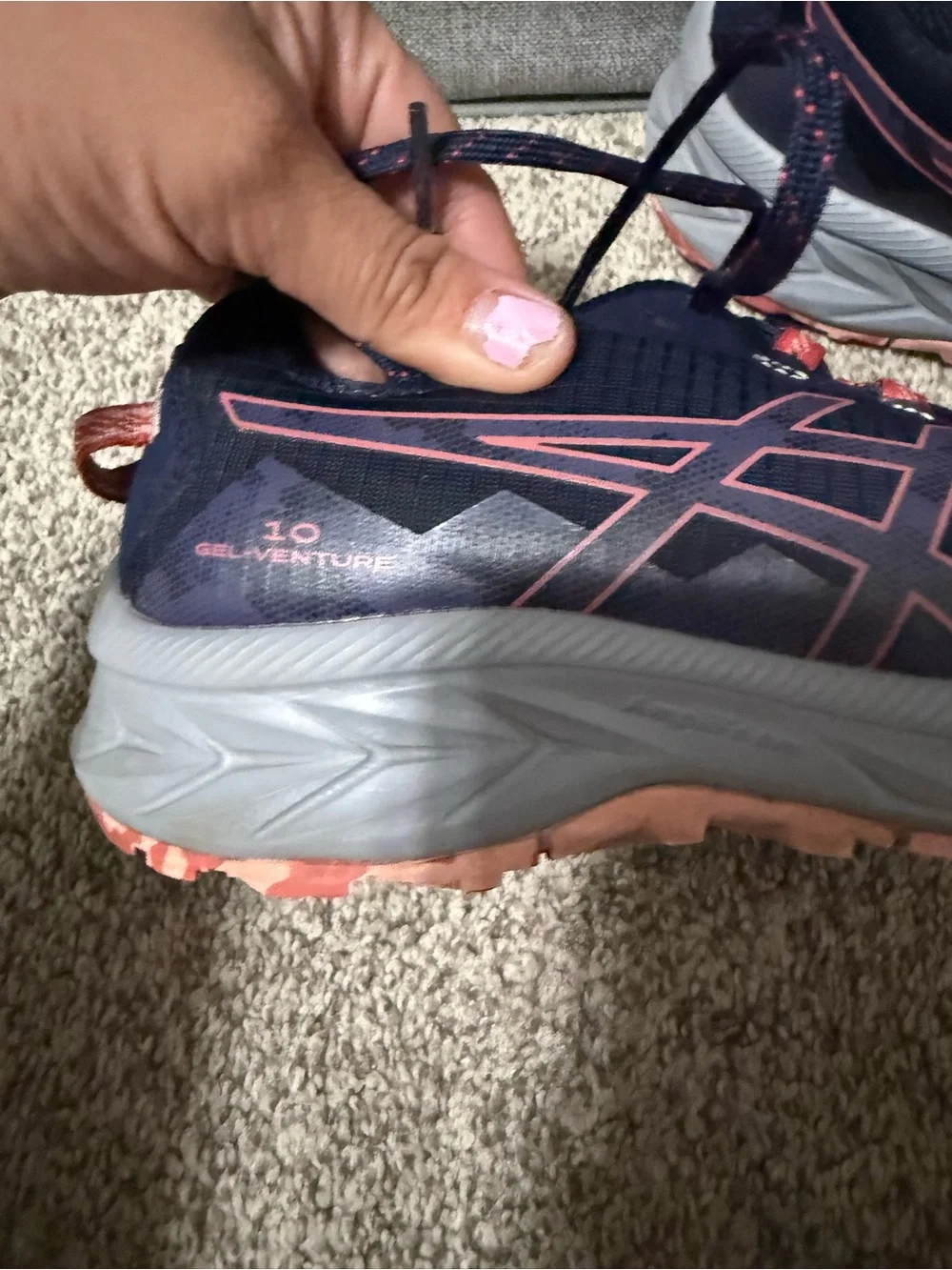 Asics Navy with Coral Accent Trail Runners